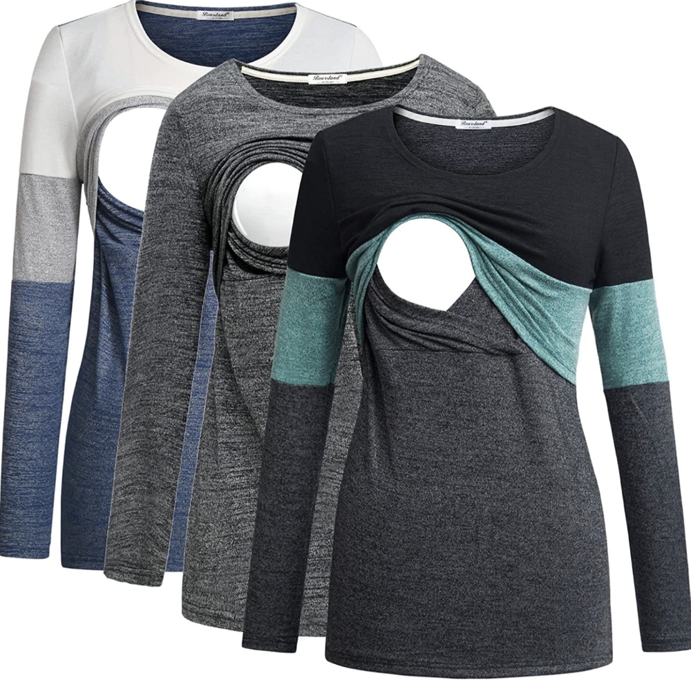 Nursing Breastfeeding Maternity Long Sleeve Shirt
